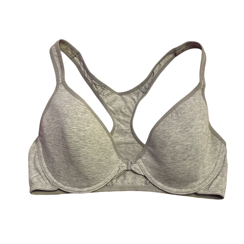 No‎ Boundaries Women Gray Front Clasp Racerback Bra, Size 38B